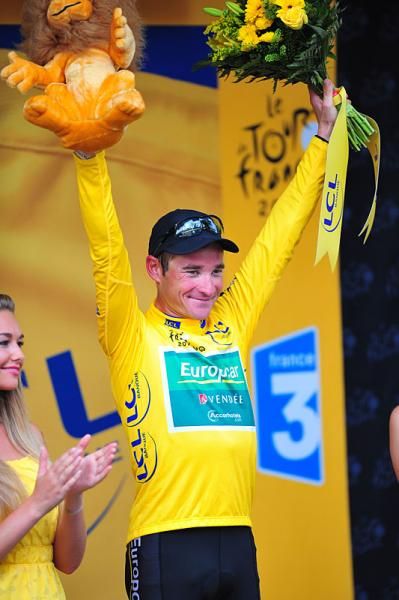 Thomas Voeckler (Europcar) on the podium