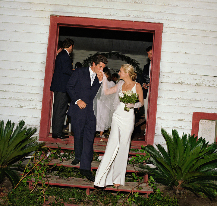 Carolyn Bessette Kennedy and John F. Kennedy Jr. on their wedding day