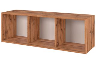wooden shelves with three cubes storage