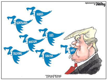 Political cartoon U.S. Donald Trump hate speech