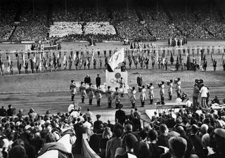The closing ceremony of the 1948 Olympics, which saw Tommy Godwin capture two bronze medals on the track