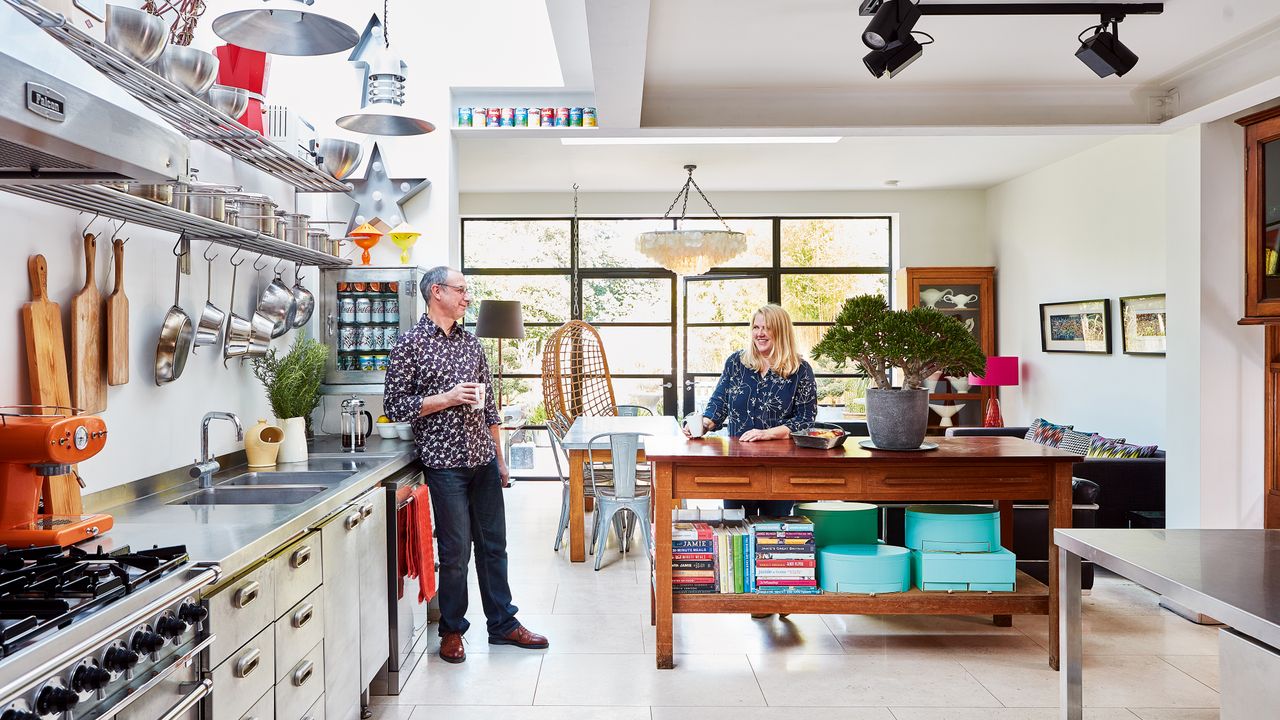 Industrial style kitchen extension to a Victorian home