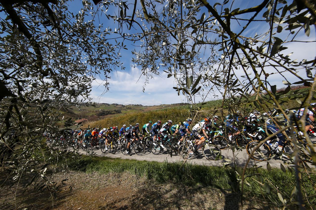 Stge 1a of the Settimana Internazionale Coppi e Bartali headed into the hills near Gatteo