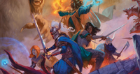 Adventurers from D&D's revised ruleset Player's Handbook do battle with kobolds, swords drawn, spells flying, dungeons? Dragon'd.