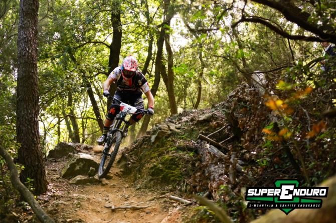 A rider on some Finale Ligure singletrack
