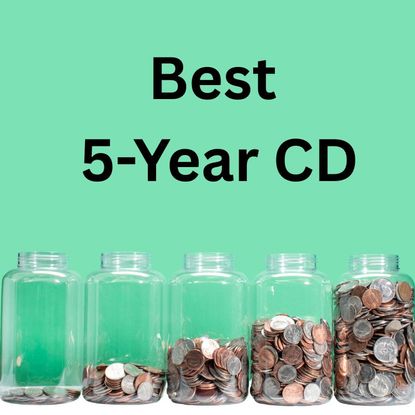 5 jars of coins with the words Best 5-Year CD above them