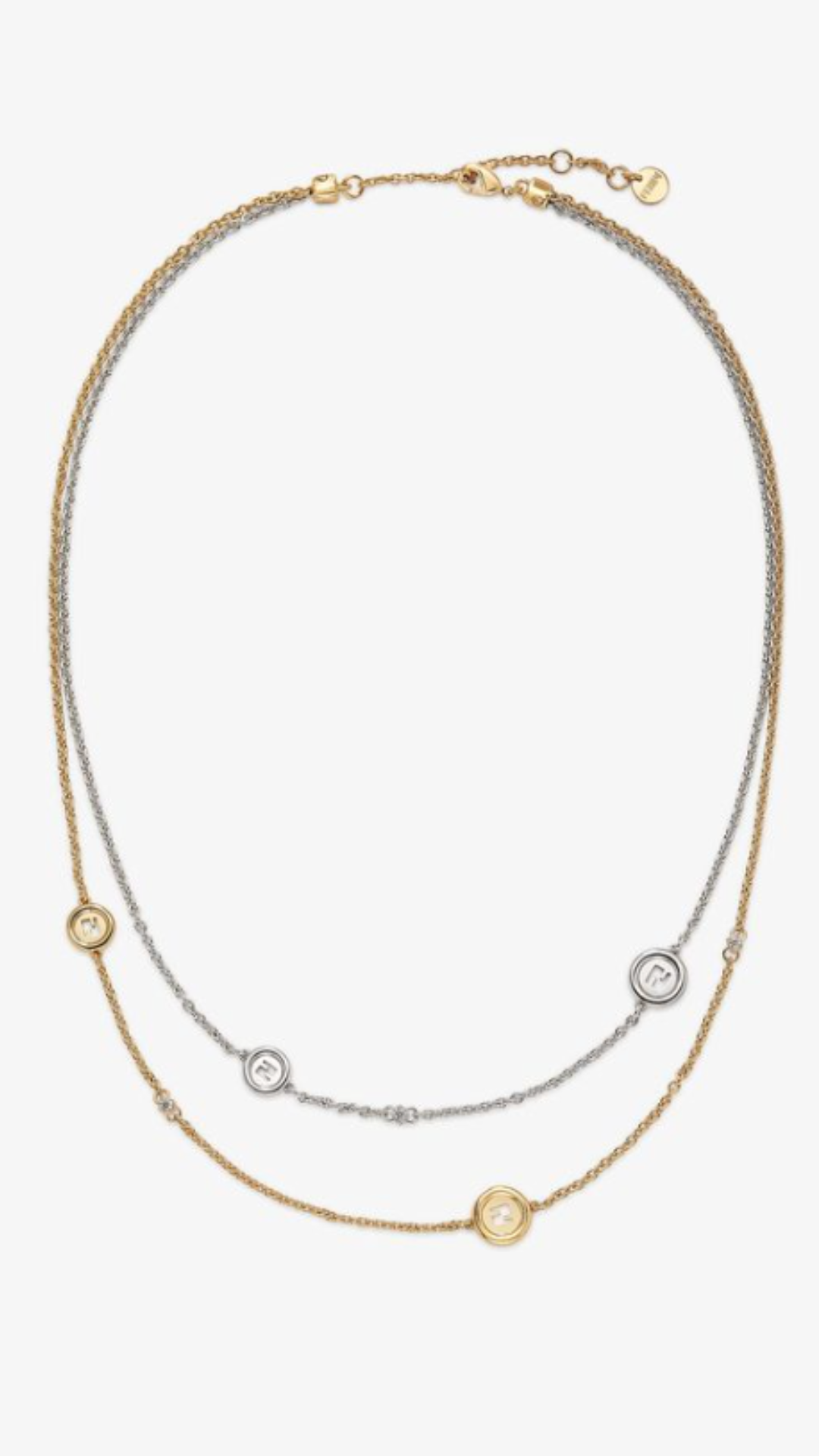 Fendi, Everround Fendi Necklace Silver and Gold Coloured Metal Necklace