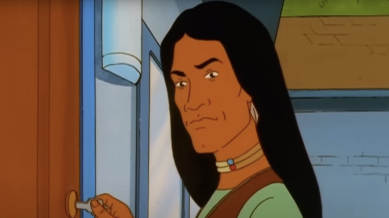 Jonathan Joss' John Redcorn unlocking front door in King of the Hill