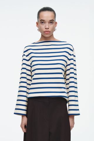 Striped Boat-Neck Top