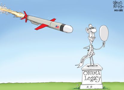 Political Cartoon U.S. Obama legacy red lines Syria chemical weapons missile Trump