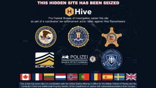 A screenshot of the seizure notice when visiting Hive's deep web domain