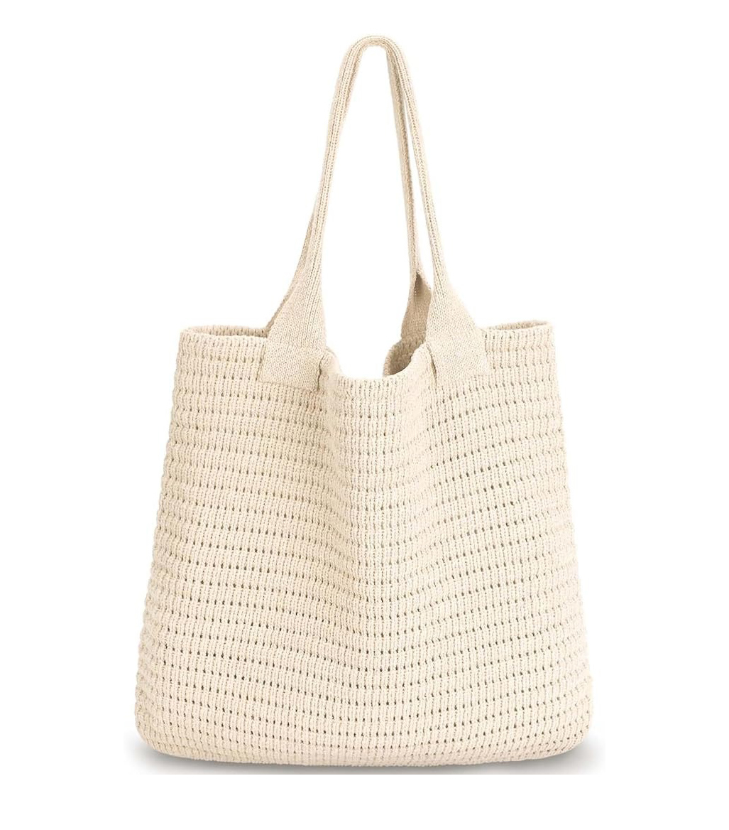 Hetison crochet bag for women large tote bag beauty handbag shoulder bag hippie bag knit bags (beige -1)