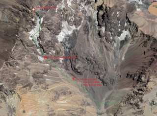 a map of where Jim Weinman's body was found in the Andes