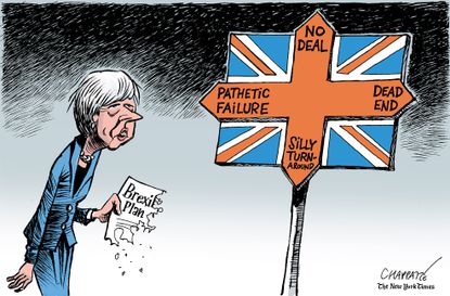 Political cartoon U.S. Theresa May brexit&nbsp;failure