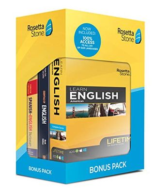 Learn English: Rosetta Stone Bonus Pack Bundle (Lifetime Online Access + Grammar Guide and Dictionary Book Set)