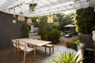 patio shade ideas; patio canopy by Kate Anne Designs