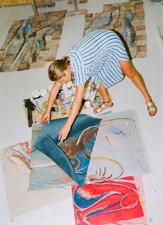 Artist Zoe Paul in her Athens studio ahead of the Diptyque exhibition opening