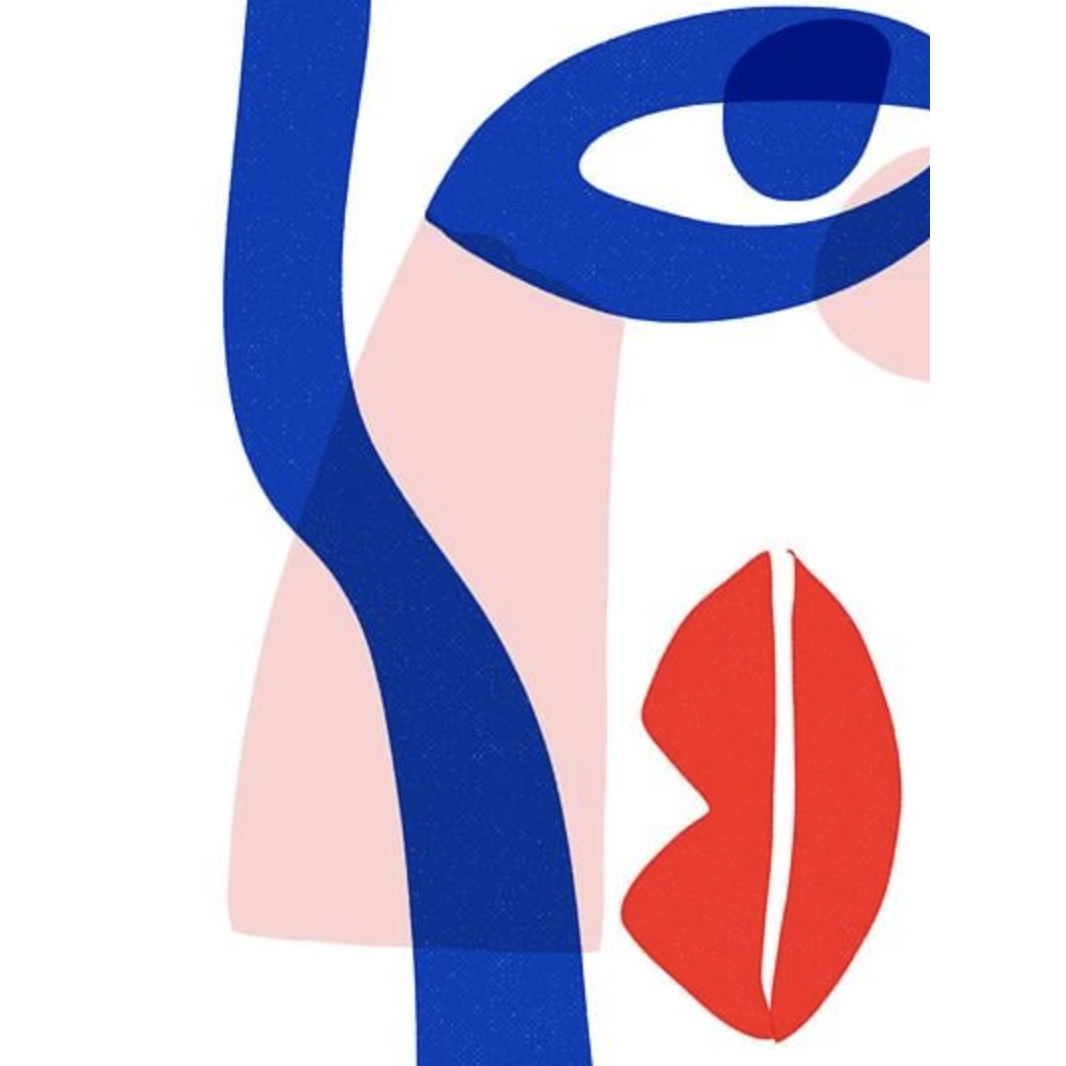 blue and red graphic art