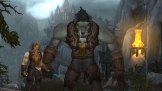 WoW Classic races - a worgen on the character creation screen background