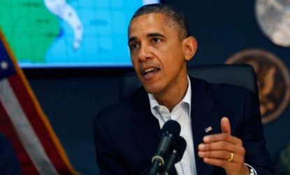 President Obama canceled campaign events Monday, and will monitor Hurricane Sandy from Washington, D.C.