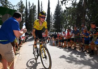 CAZORLA, SPAIN - AUGUST 24: Sepp Kuss of The United States and Team Visma | Lease a Bike competes during the La Vuelta - 79th Tour of Spain 2024, Stage 8 a159km stage from Ubeda to Cazorla 1056m / #UCIWT / on August 24, 2024 in Cazorla, Spain. (Photo by Tim de Waele/Getty Images)