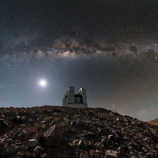 The Milky Way glistens above the Visible and Infrared Survey Telescope for Astronomy (VISTA) at the Paranal Observatory in northern Chile in this stunning night-sky view by European Southern Observatory photo ambassador Babak Tafreshi.