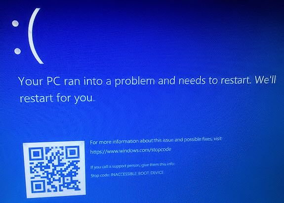på trods af vogn Shaded How to Fix an INACCESSIBLE BOOT DEVICE BSOD | Tom's Hardware