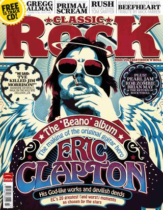 The cover of Classic Rock magazine issue 155 featuring an illustration of Eric Clapton