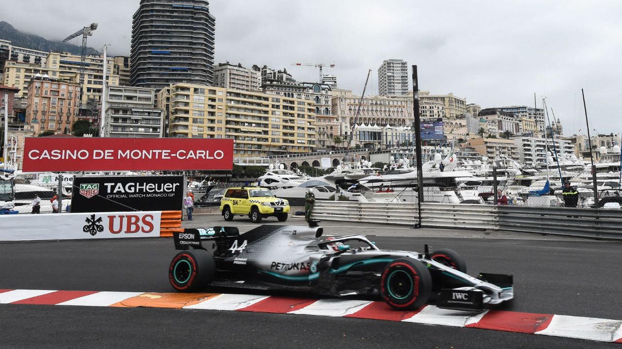 Mercedes’ Lewis Hamilton drives during practice at the F1 Monaco Grand Prix