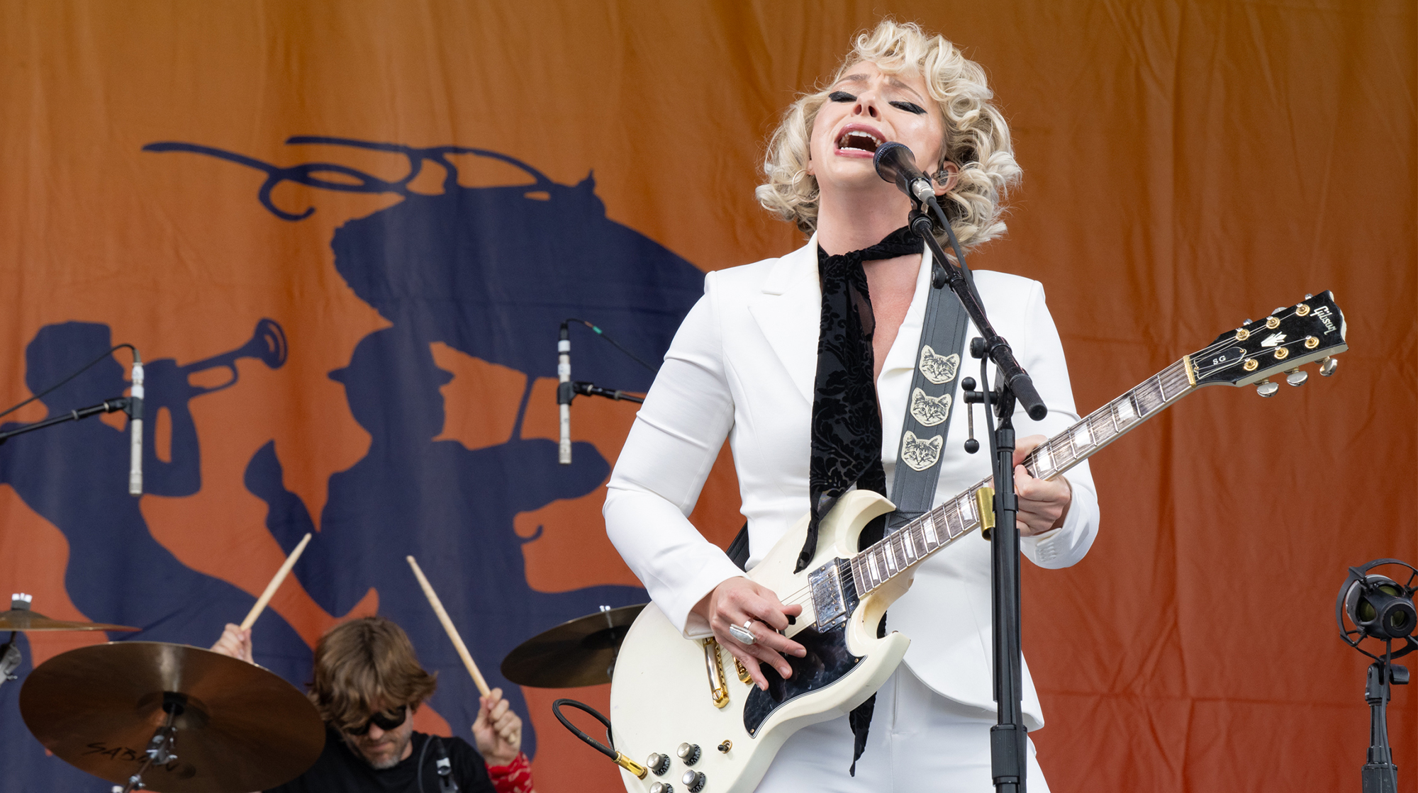 Samantha Fish performs live on stage at the New Orleans Jazz &amp;amp; Heritage Festival at Fair Grounds Race Course on May 03, 2025 in New Orleans, Louisiana.