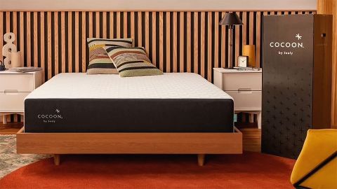 The Cocoon by Sealy Chill mattress review featuring the mattress on a platform bed
