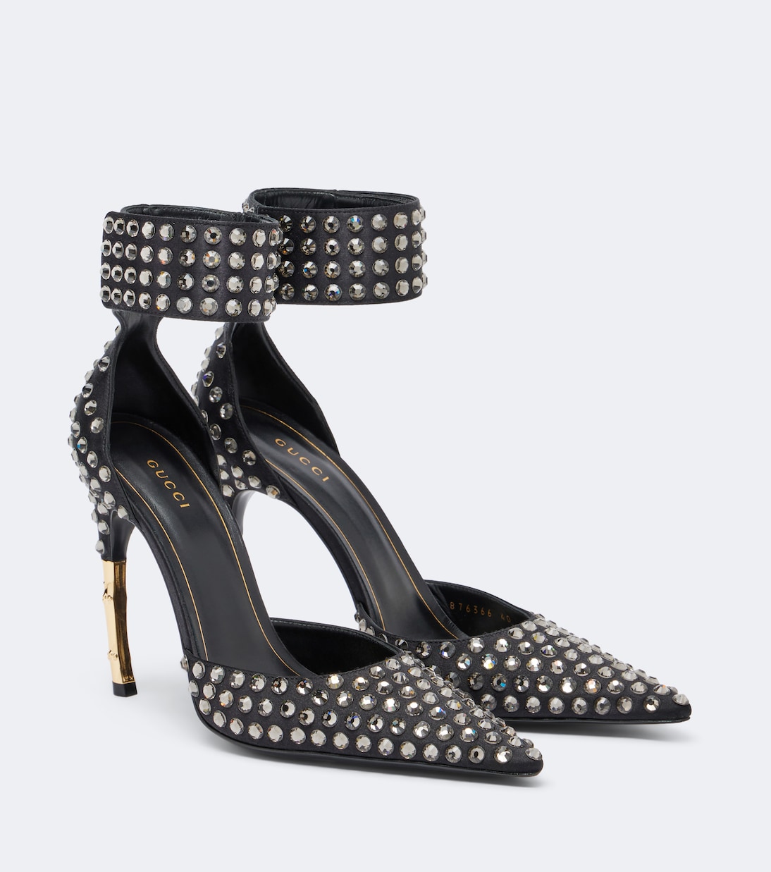 Castello Embellished Satin Pumps in Black - Gucci