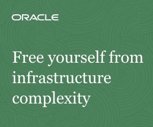 Free yourself from infrastructure complexity - white words against a green background - whitepaper from Oracle