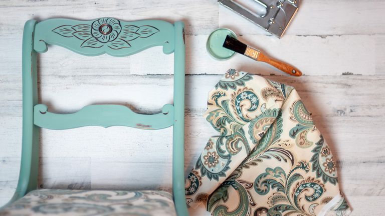 how to paint wood furniture painted vintage chair with paint pot and fabric