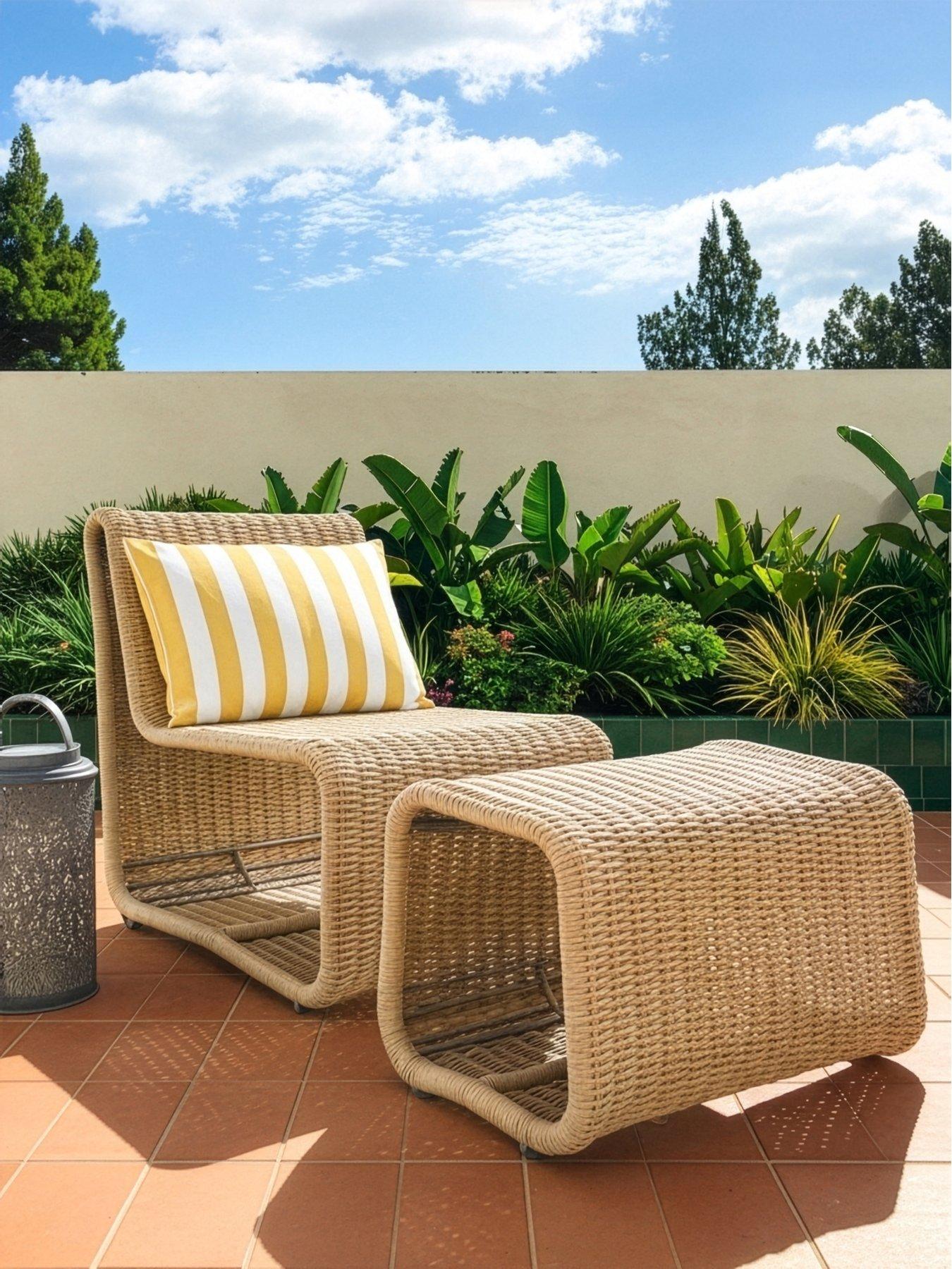 Garda Rattan Relaxer Chair and Footstool - One Colour