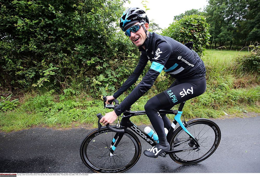 Wout Poels and Team Sky training ahead of the Tour de France in Mont-Saint-Michel