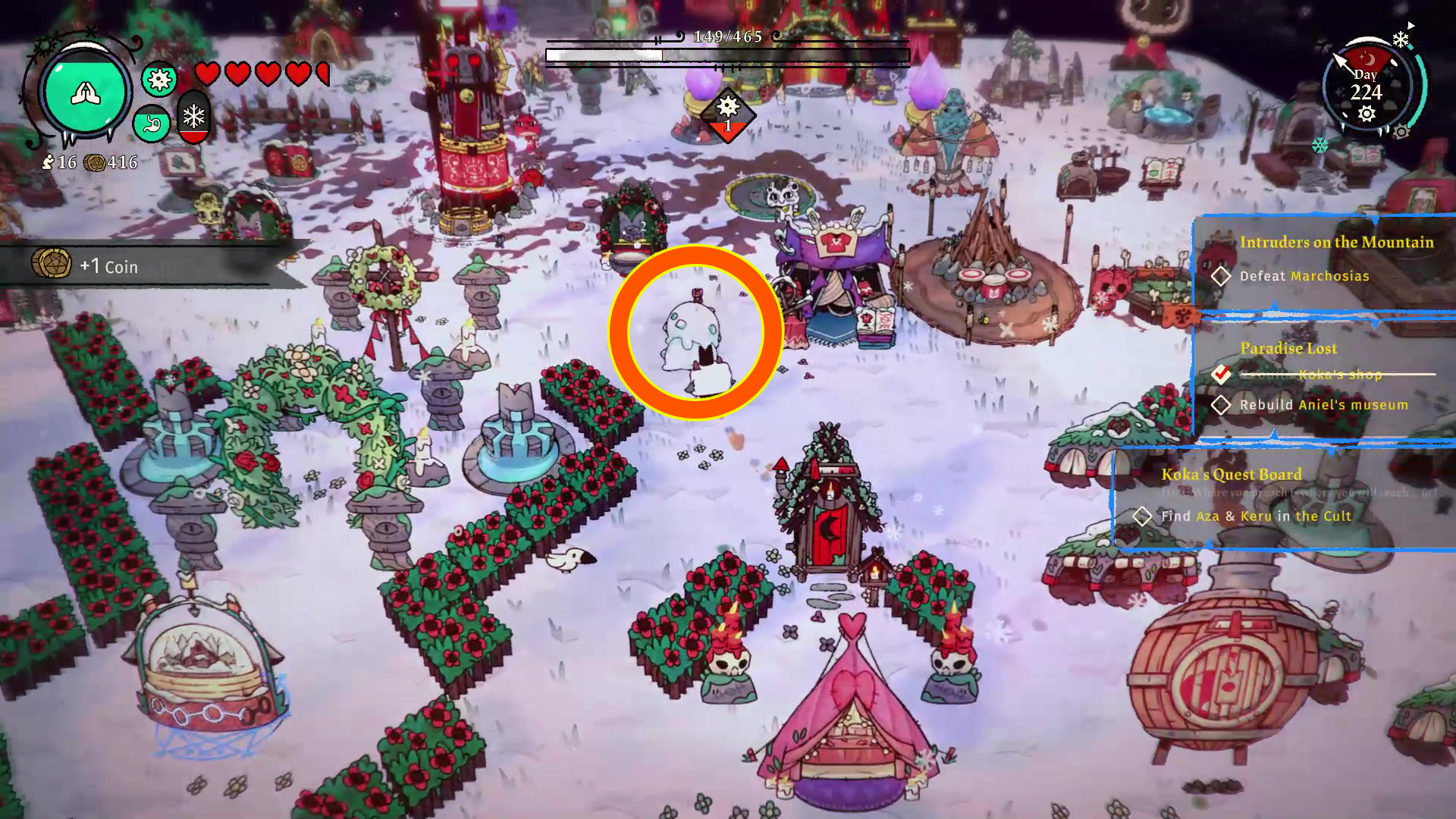 Snowlambs in Cult of the Lamb Woolhaven