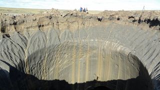 A giant crater on Russia's Yamal peninsula.