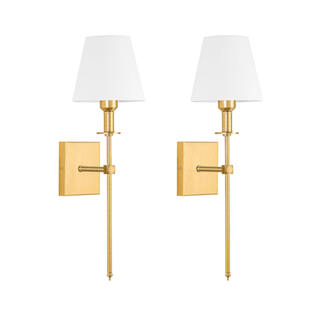 Wall Lights Battery Operated Wall Sconces Set of 2，indoor Not Hardwired Fabric Shade Fixtures,rechargeable Wireless Wall Sconces With Dimmable Remote Control,for Bedroom,farmhouse ( Color : Gold )