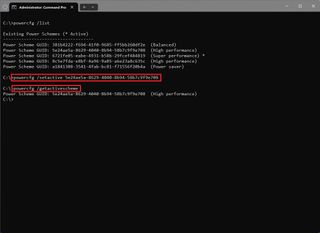 Command Prompt change power plan