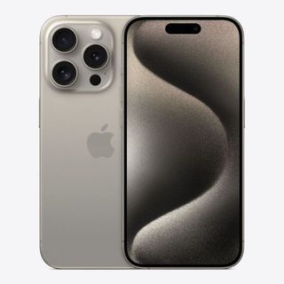 The iPhone 15 Pro in the Natural Titanium colour.