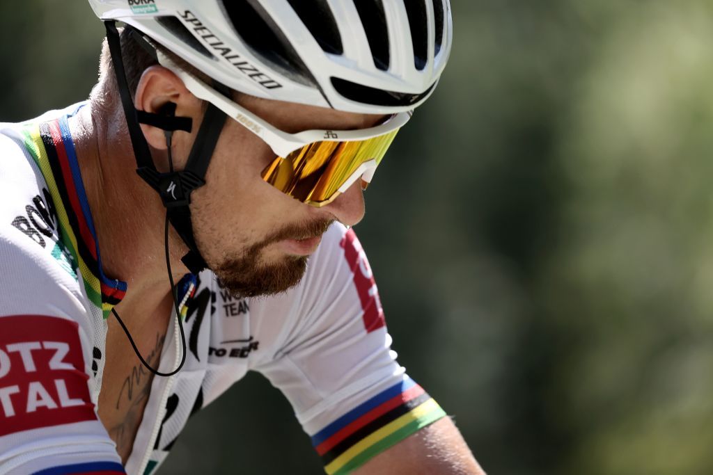 Team Bora rider Slovakias Peter Sagan rides during the 18th stage of the 107th edition of the Tour de France cycling race 168 km between Meribel and La Roche sur Foron on September 17 2020 Photo by KENZO TRIBOUILLARD AFP Photo by KENZO TRIBOUILLARDAFP via Getty Images