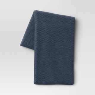 dark blue knit throw 