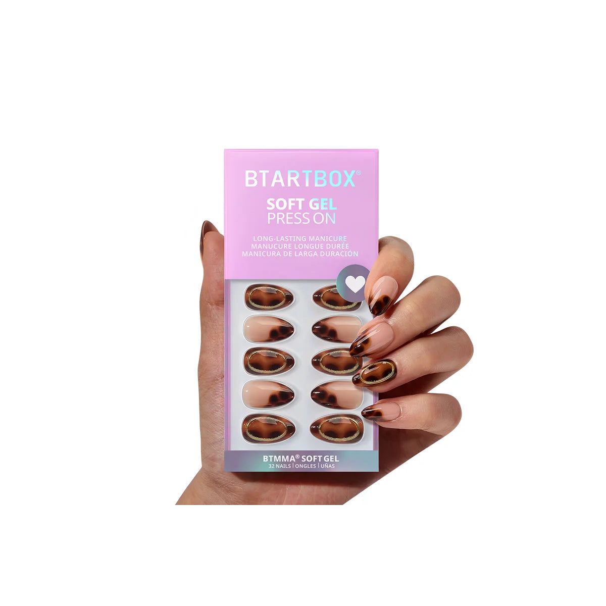 Btartbox Press-On Nails - Amber Hoops - S Almond - 32ct
