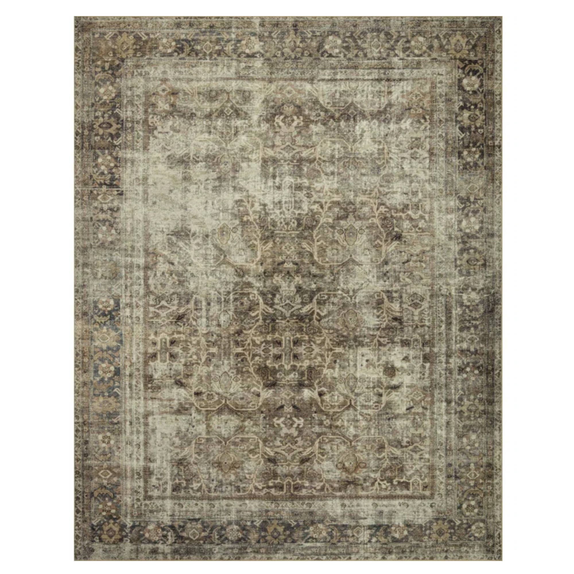 a vintage-inspired green area rug