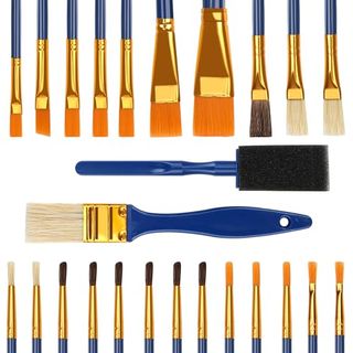 Halobios Paintbrushes, 25 All Purpose Paint Brush Set Paint Brushes for Kids, Paint Brushes for Acrylic Painting Oil Watercolor Gouache