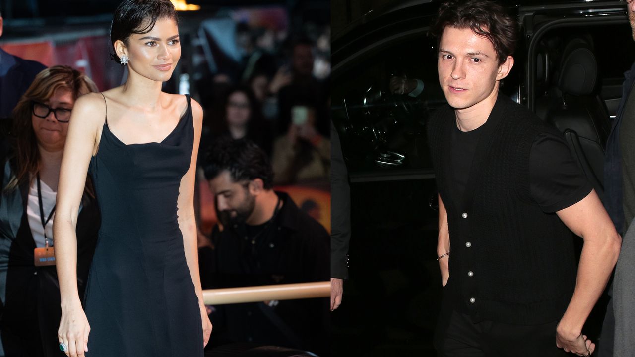 Zendaya and Tom Holland Split image