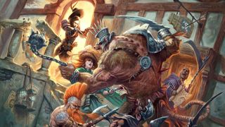 Cover art from Warhammer FRP showing a dwarf in a brawl