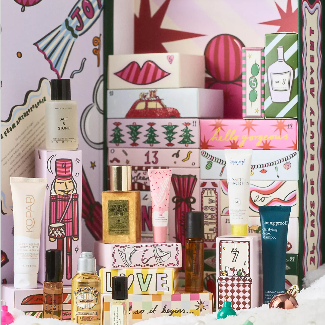 anthropologie&#039;s 2025 beauty advent calendar with products 