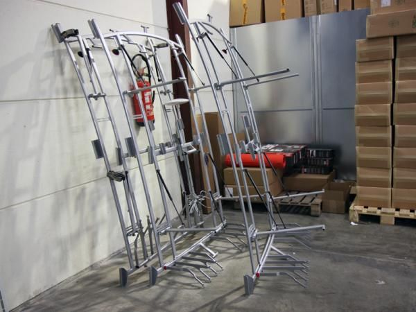 BMC head mechanic Ian Sherburne says these racks were being prepared to install on new team cars set to arrive soon.